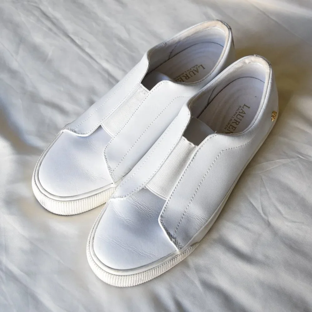 LAUREN RALPH LAUREN White Slip On Sneaker Slide Shoe Size 9.5